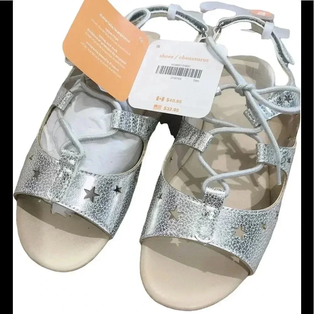 Gymboree Metallic Silver Star Cut-out Sandals